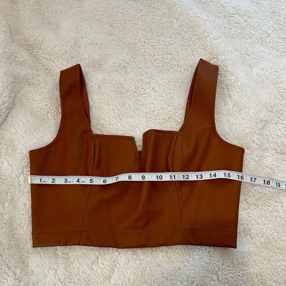 Anthropologie Maeve Womens Faux Leather Notch Tank Cropped Top, Size 6 - Picture 4 of 5